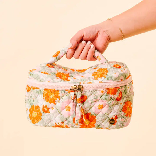 Glam & Go Quilted Cosmetic Bag - Bouquet Beauty Sage - The Darling Effect - Wild Lark