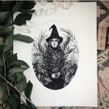 Fine Art Print - Green Witch - Plant Witchcraft / 5x7 - Caitlin McCarthy Art - Wild Lark