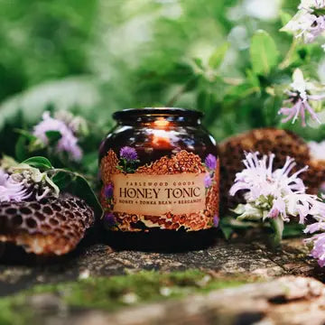 8oz Apothecary Organic Soy Wood Wick Candle - Honey Tonic - Wild Bergamot, Honey, & Tonka - Fablewood Goods - Wild Lark
