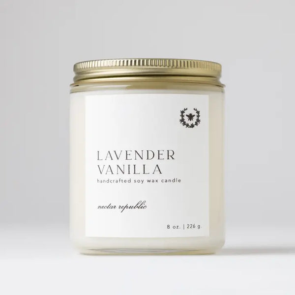 Lavender Vanilla Candle - 8 oz Jar - Nectar Republic - Wild Lark