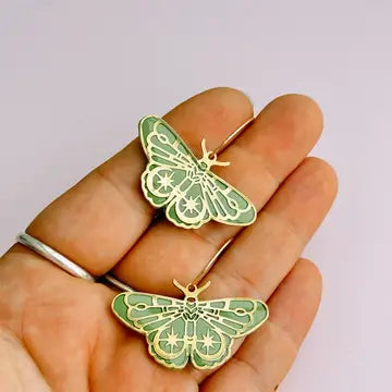 Moth Hoop Earrings - Sage Green - Golden Hour Designs - Wild Lark