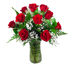 Dozen Long-Stem Red Roses - Premium Quality Dozen Roses in a Vase - Wild Lark - Wild Lark