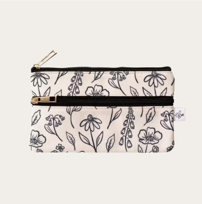 Ivory Pressed Floral Pencil Pouch -  - Elyse Breanne Design - Wild Lark