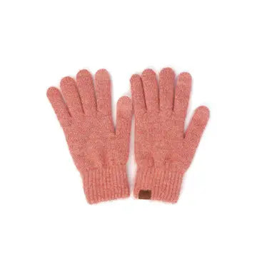 C.C. Heather Plain Knit Gloves - Strawberry - Hana - Wild Lark