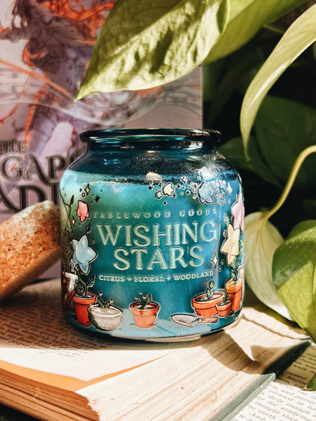 8oz Apothecary Organic Soy Wood Wick Candle - Wishing Stars - Citrus, Foral, Woodland - Fablewood Goods - Wild Lark
