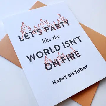 Greeting Cards - World on Fire Birthday - Letterpress Birthday Greeting Card - Steel Petal Press - Wild Lark