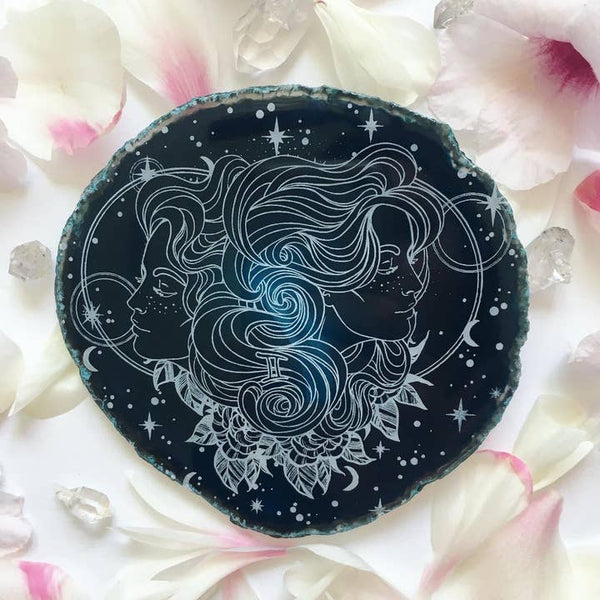 Zodiac Symbol Agate Slices Astrology Sign Horoscope - Gemini- Goddess - Fractalista Designs - Wild Lark