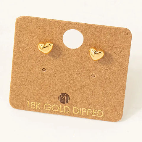 Stud Earrings - Mini Heart Stud Earrings - Gold - Fame Accessories - Wild Lark