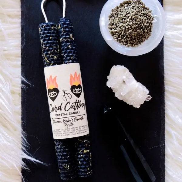 Honeycomb Beeswax Crystal Ritual Candle - Cord Cutting - Ark Made - Wild Lark