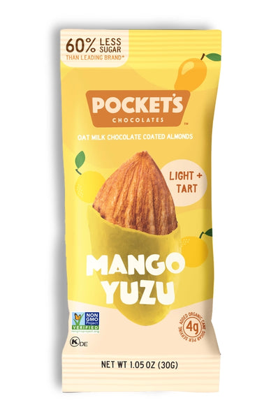 Chocolate Almonds - 1.05 oz Single Serve Packs - Mango Yuzu - Pocket's Chocolates - Wild Lark
