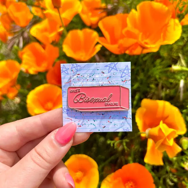 End Bisexual Erasure Enamel Pin - - The Peach Fuzz - Wild Lark