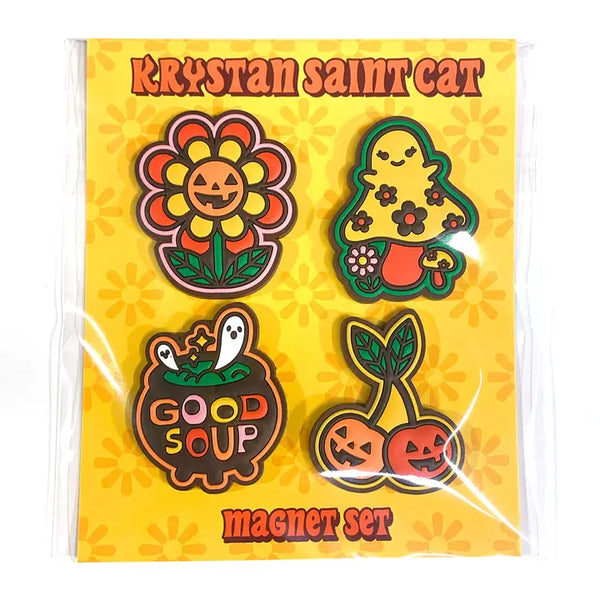 Krystan Saint Cat Magnets - Sale! Spooky Retro Puffy Magnet Set of 4 - Krystan Saint Cat - Wild Lark