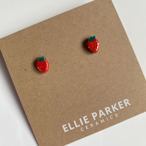 Strawberry Ceramic Clay Stud Earrings -  - Ellie Parker Ceramics - Wild Lark