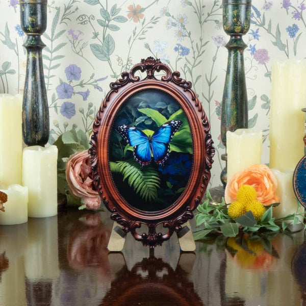 Sale!-Butterfly/Mushroom Art- Stand Included - - Standish House - Wild Lark