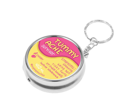 Tummy Ache Pill Case Keychain Travel Medication Organizer - - Page's Peaches - Wild Lark