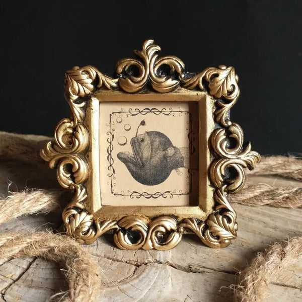 DISPLAY Mini Vintage Framed Print - Raccoon, Frog, Anglerfish - - BoyPilot - Wild Lark
