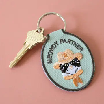 Embroidered Keychain - Meowdy Partner - Lindy Stark Designs - Wild Lark