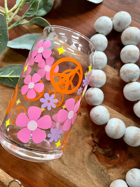 Boho Sips 20 oz glass - Peace Sign - Boho Sips - Wild Lark