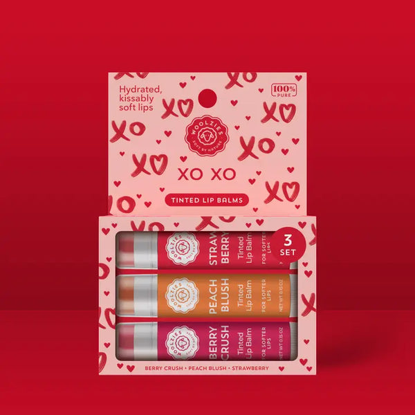 Lip Balm Trio - XO XO (Tinted) - Berry Crush Peach Blush Strawberry - Woolzies - Wild Lark