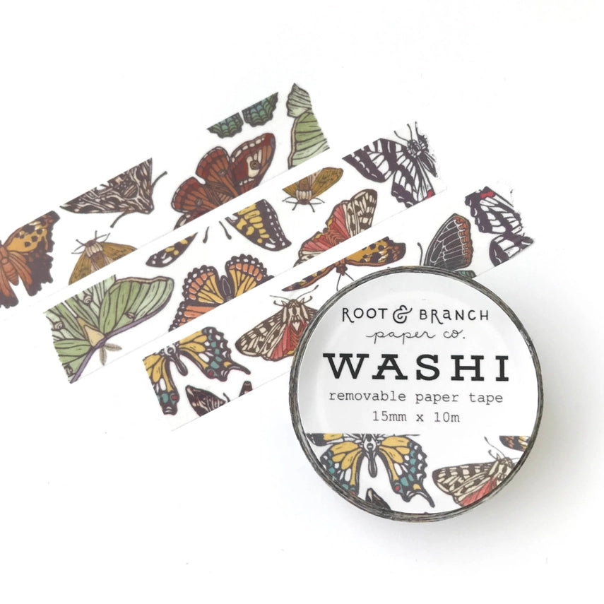 Washi Paper Tape - Butterfly + Moth - Root & Branch Paper Co. - Wild Lark