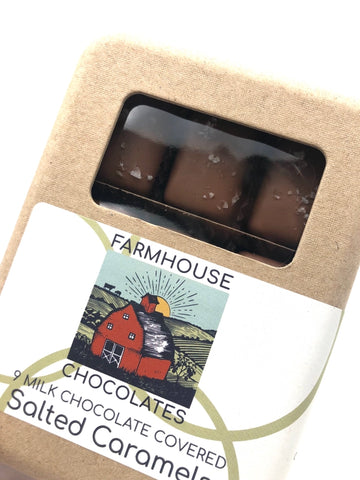 9 Piece Box Milk Chocolate Covered Salted Caramels -  - Farmhouse Chocolates - Wild Lark