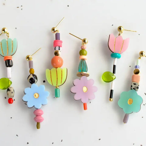 Colorful Acrylic Mix and Match Flower Earrings -  - Jill Makes - Wild Lark