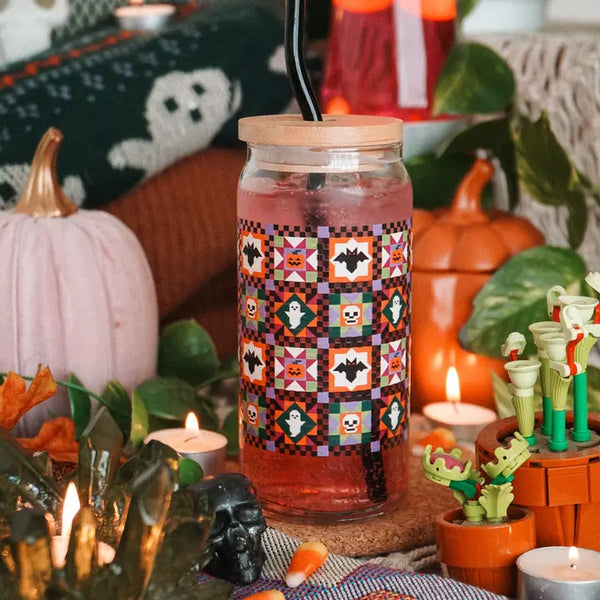 Spooky Garden 20 oz. Can Glass| Cozy Halloween vibes - - Cheerware - Wild Lark
