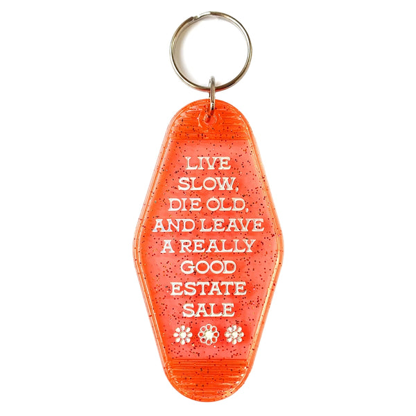 Motel Tag Keychain - Live Slow Die Old Leave Good Estate Sale - Krystan Saint Cat - Wild Lark
