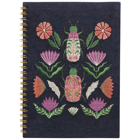 Amulet Ring Bound Embroidered Notebook -  - Danica Studio - Wild Lark