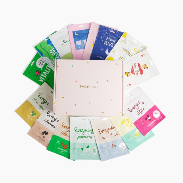 K-Beauty Face Mask Gift Set - Just Keep Glowing - Set of 15 - - FaceTory - Wild Lark