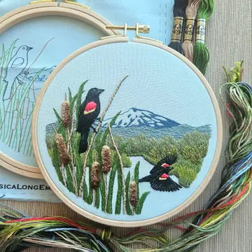 Hand Embroidery Kit - Red-Winged Blackbirds - Jessica Long Embroidery - Wild Lark