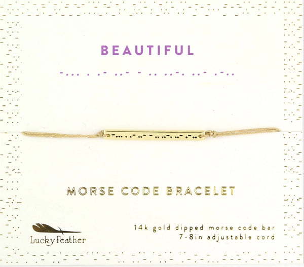 Morse Code Bracelet - Beautiful - Lucky Feather - Wild Lark