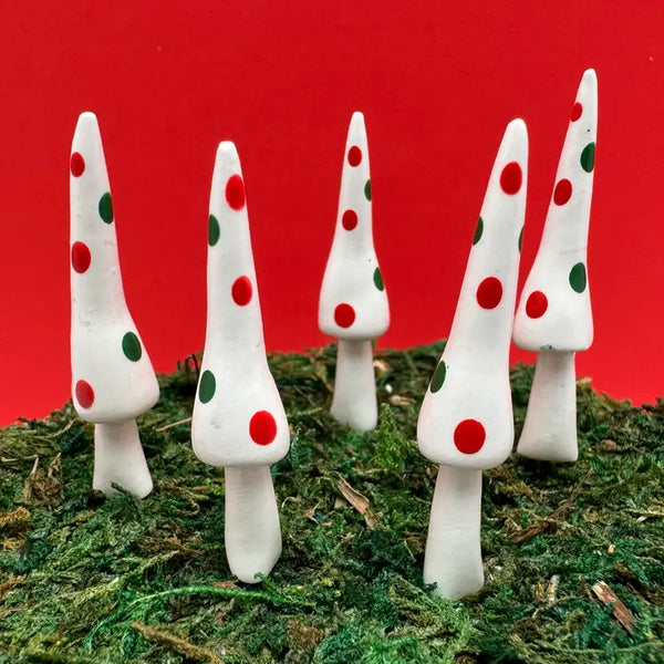 Fairy Garden Mushroom Gnome-style Plant Pick - Christmas - Mystical Woodlands - Wild Lark