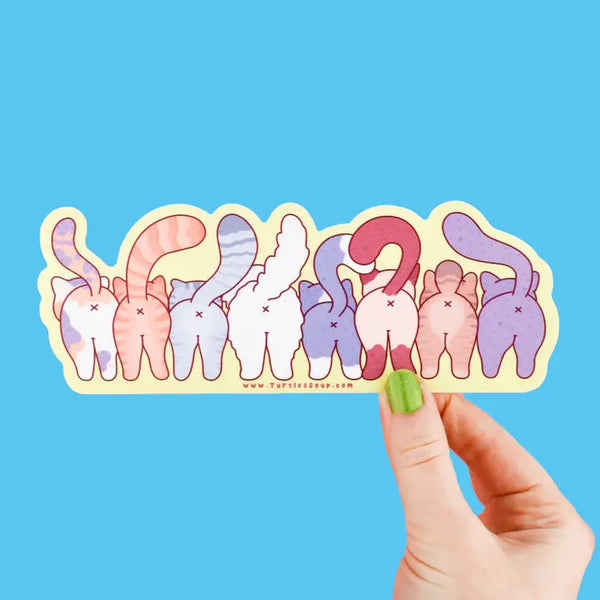 Turtle's Soup Long Vinyl Sticker - Funny Cat Butts Kitty Decal Long Vinyl Sticker - Turtle's Soup - Wild Lark