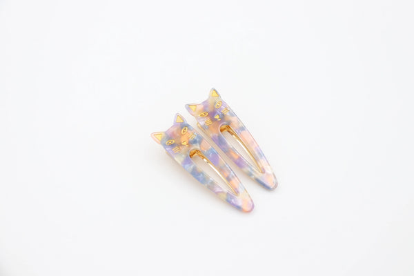 Cat Hair Clips - Purple Cat Barrette - Sparkle Being - Wild Lark