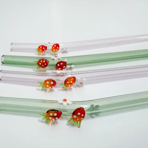 Strawberry Blossom Glass Straw