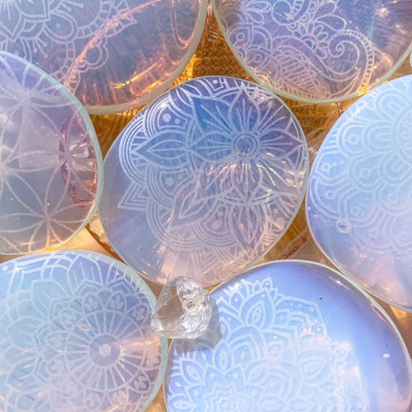 Etched Opalite Smooth Pocket Stone - -  - Fractalista Designs - Wild Lark