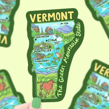 Turtle's Soup Car Decal - Vermont Map Art Green Mountain State - Wild Lark - Wild Lark