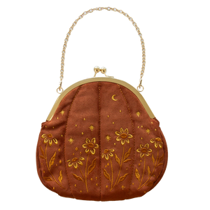 Sale!Embroidered Velvet Pumpkin Purse - Crossbody / Top Handle - - Ectogasm - Wild Lark