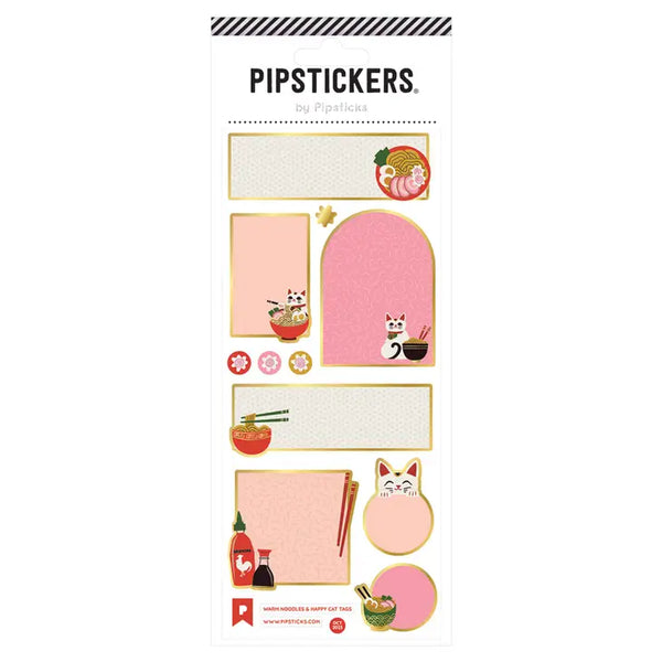 PipStickers (3x7) - Warm Noodles Happy Cat Tags - PipSticks - Wild Lark