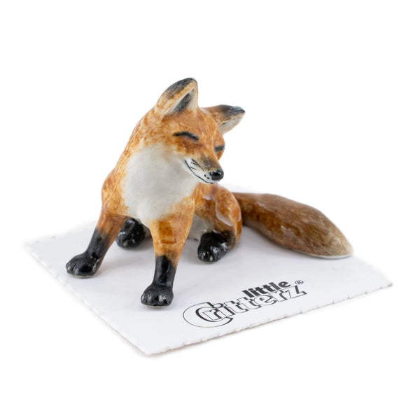 Porcelain Miniature Critters - Robin Red Fox Smiling - Little Critterz - Wild Lark
