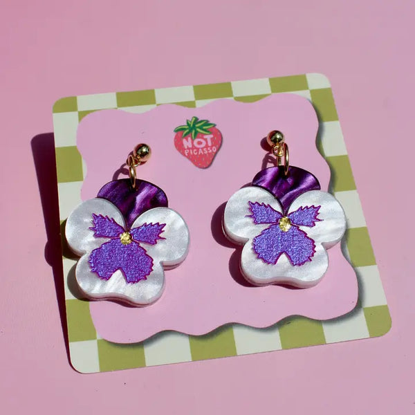 Earrings by Not Picasso - Mini Pansies - Not Picasso - Wild Lark