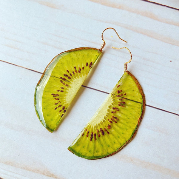 Handmade Earrings - Dried Kiwi Handmade Resin Earrings - Daisy Moon by Hillerland - Wild Lark