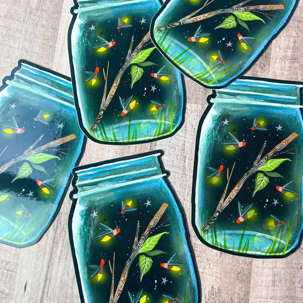 Katie Daisy Matte Sticker - Firefly Jar with Holographic Accents - Katie Daisy - Wild Lark