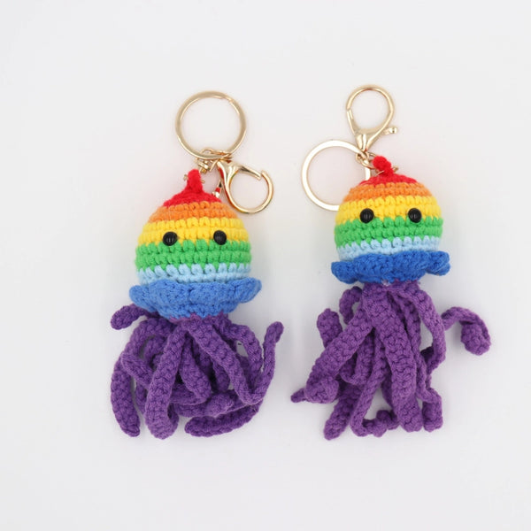 Crochet Keychain - Rainbow Jellyfish - Sparkle Being - Wild Lark