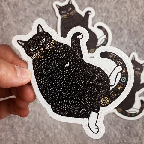 Lazy Cat Matte Vinyl Sticker -  - Rural Pearl: Cut Paper Art by Angie Pickman - Wild Lark