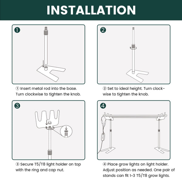 4000K Power Grow Light Sets (Stand + 2ft Lights) - - MY CITY GARDEN - Wild Lark