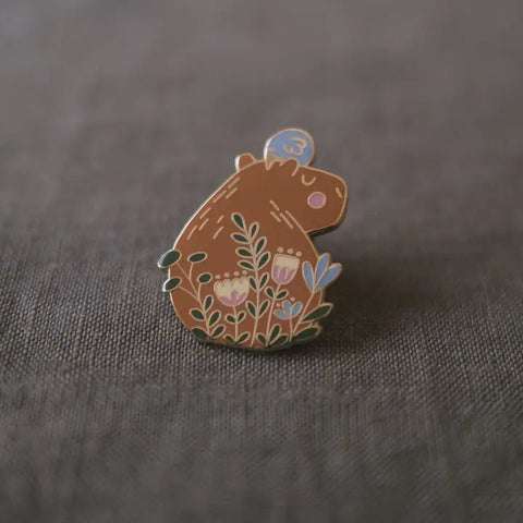 Enamel Pin (with Locking Clasp) by Justine Gilbuena - Capybara Enamel Pin - Justine Gilbuena - Wild Lark