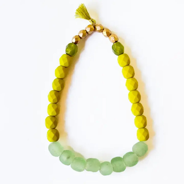 Multicolor Recycled African Glass and Mixed Bead Bracelet