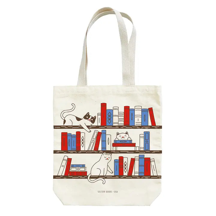 Bookshelf Cats Tote -  - Seltzer Goods - Wild Lark